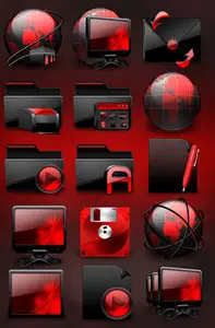 Glossy Red Icons Set