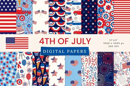 EE - Independence Day 4th of July Seamless Patterns EUHPQ3T