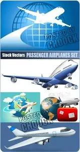 Passenger airplanes set - Stock Vector