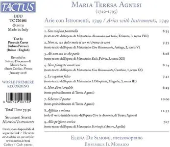 Elena De Simone, Ensemble Il Mosaico - Maria Teresa Agnesi: Arie con Istromenti, 1749 (2019)