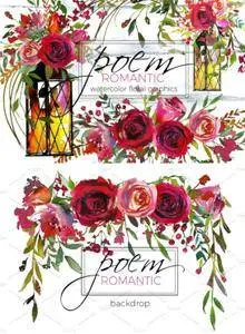 CreativeMarket - Romantic Poem Watercolor Floral Set