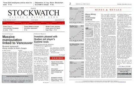 Stockwatch - Canada Daily – December 18, 2017