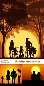 Vectors - Family and sunset