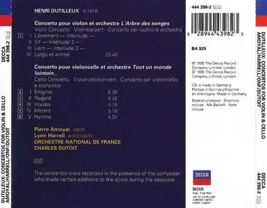 Pierre Amoyal, Lynn Harrell, Charles Dutoit, Orchestre National de France - Henri Dutilleux: Violin & Cello Concertos (1995)