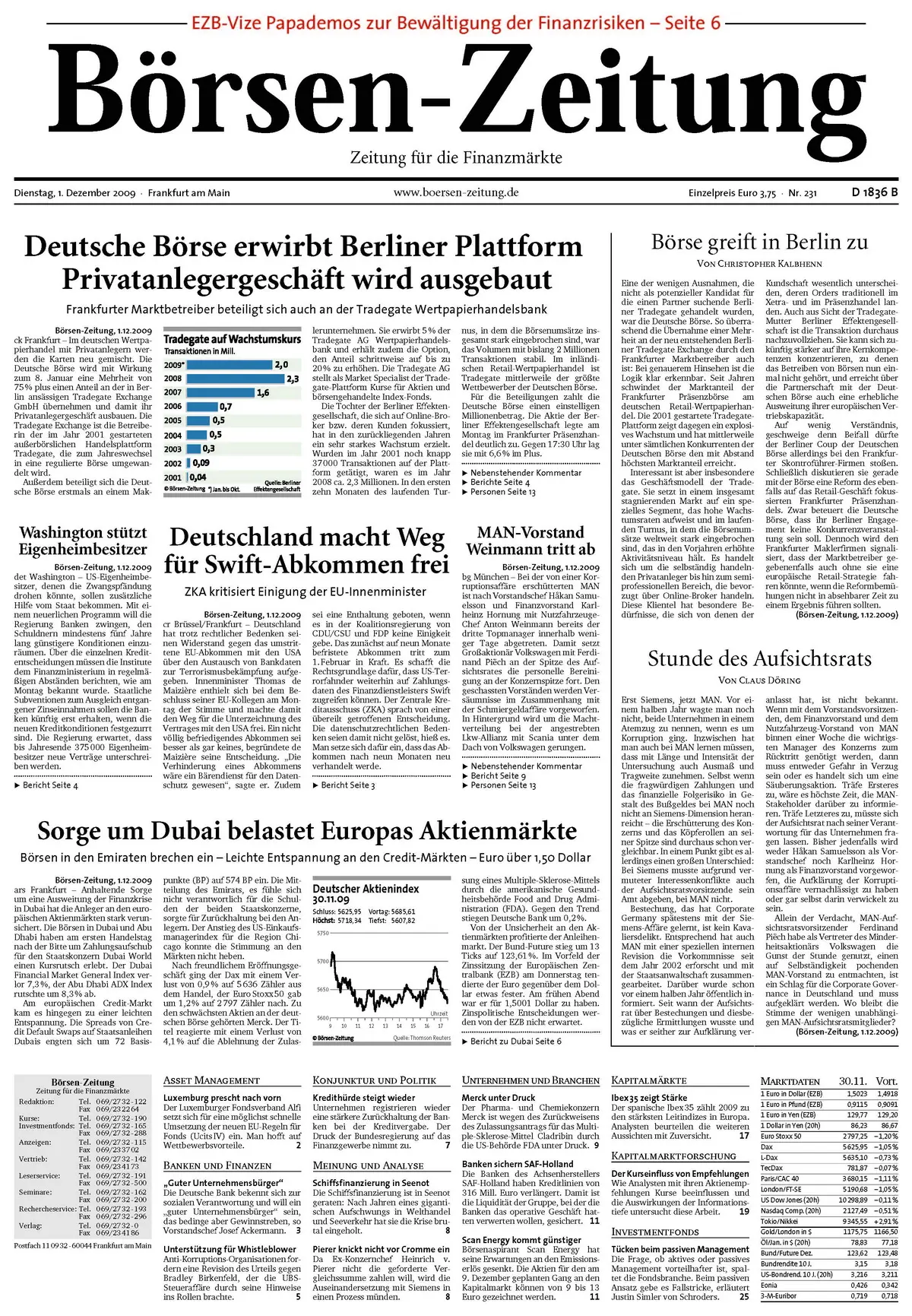 Boersenzeitung vom 1. Dezember 2009
