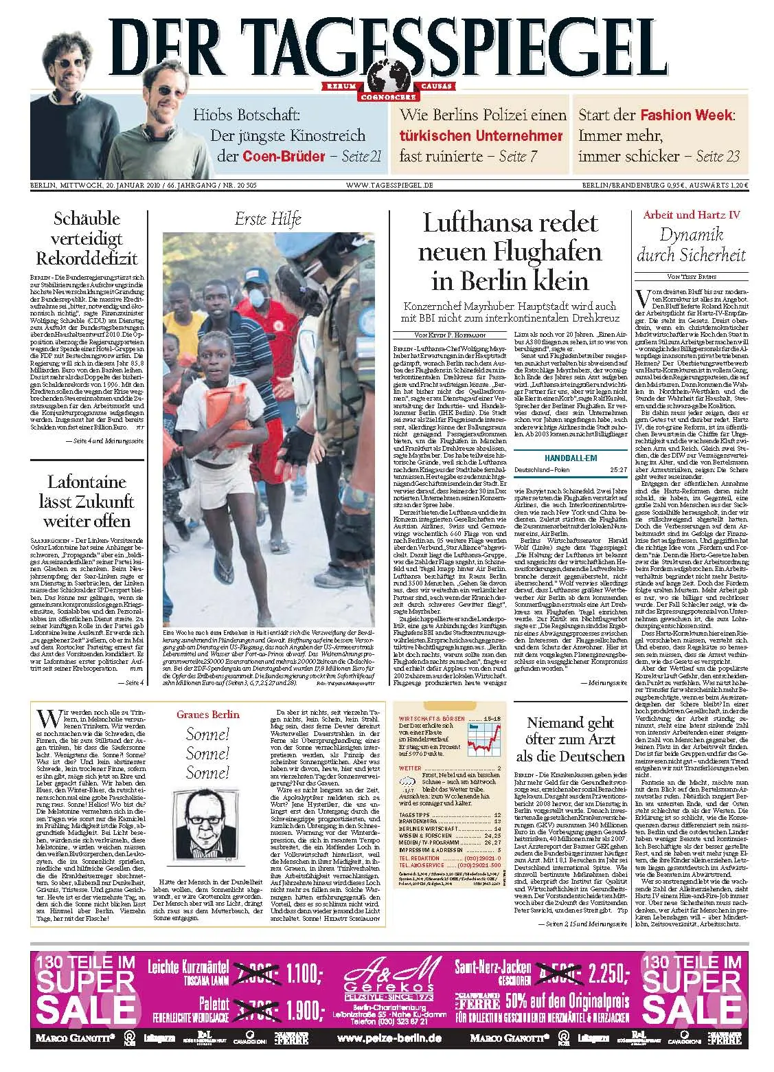 Der Tagesspiegel vom 20. Januar 2010