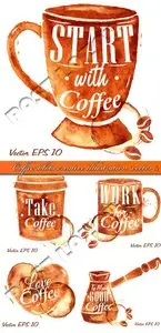 Coffee blots creative illustration vector 2