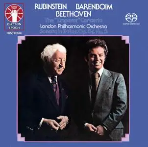 Arthur Rubinstein, LPO, Daniel Barenboim - Beethoven: Piano Concerto 5 & Sonata No.18 (1976) [Reissue 2019] MCH SACD ISO++