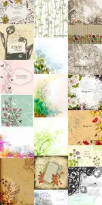 20 Floral Backgrounds Vector Set