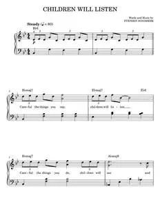 Children Will Listen (from Into The Woods) - Into The Woods Musical, Stephen Sondheim (Easy Piano)