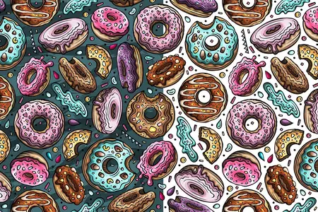 EE - Donuts Cartoon Seamless Pattern YJSDFQX