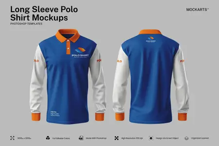 EE - Long Sleeve Polo Shirt Mockup 4YHWU8K