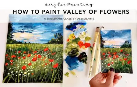 How To Paint Valley Of Flowers | Acrylic Painting