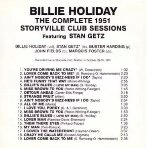 Billie Holiday - Billie Holiday at Storyville Club Sessions (1951) [2004]