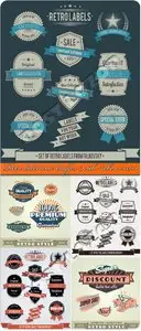 Retro label and badges with ribbon vector 