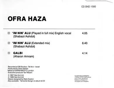 Ofra Haza - Im Nin' Alu (Played In Full Mix) (Netherlands CD3) (1988) {Sound}