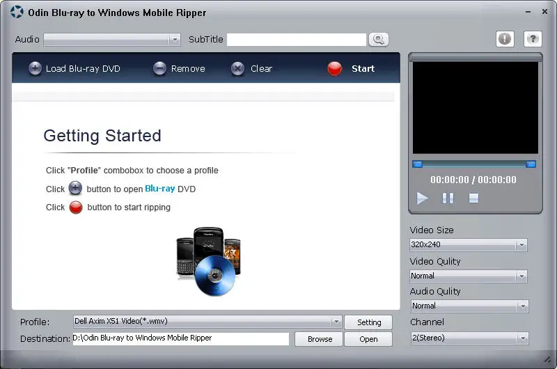 Odin Blu-ray to Windows Mobile Ripper v2.5