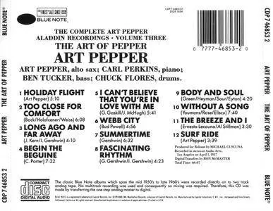 Art Pepper - The Art Of Pepper - The Complete Art Pepper Aladdin Recordings, Vol. 3 (1957) { {Blue Note CDP 7 46853 2 rel 1988}