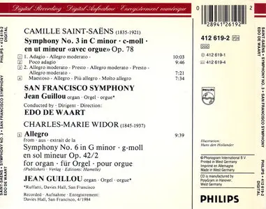 Camille Saint-Saens - Symphony No. 3 'Organ Symphony'; Charles-Marie Widor - Allegro from Symphony No. 6, Op 42/2 (1985)