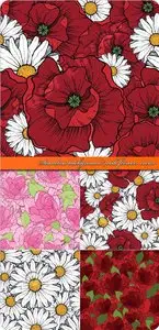 Seamless background with flowers vector
