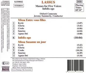Jeremy Summerly, Oxford Camerata - Lassus: Masses for Five Voices, Infelix ego (1993)