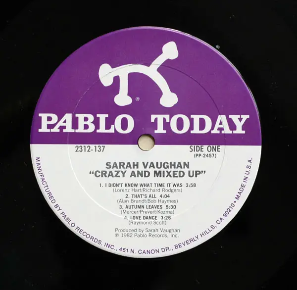 Sarah Vaughan - Crazy and Mixed Up (1982) 24-Bit/96-kHz Vinyl Rip