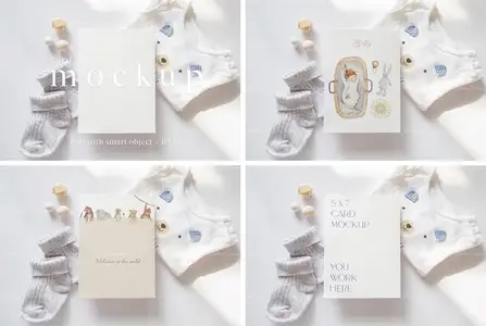 Baby Shower Card PSD Mockup Template