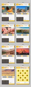 Wall Calendar Layout with Orange Accents 1705635330