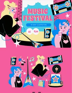 EE - Pink Flat Design Music Festival Asset Illustration NFA9FC5