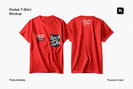 EE - Pocket T-Shirt Mockup Front and Back 4QFCYCH