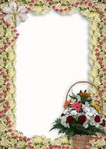 Frame with flowers basket for Photoshop