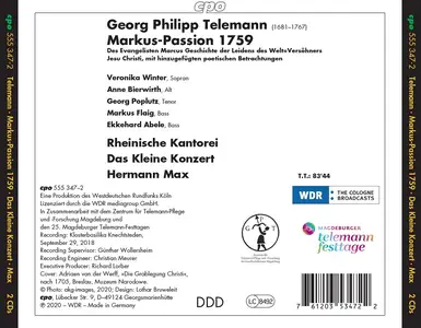 Hermann Max, Das Kleine Konzert, Rheinische Kantorei - Georg Philipp Telemann: Markus-Passion 1759 (2020)