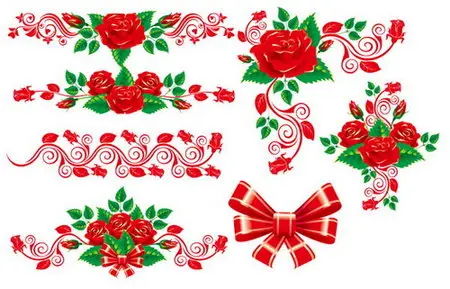 Beautiful roses lace Vector material