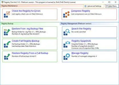 Registry First Aid Platinum 11.0.1 Build 2433 Multilingual + Portable