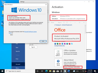 Windows 10 Pro 21H1 10.0.19043.1055 (x86/x64) With Office 2019 Pro Plus Preactivated Multilingual June 2021