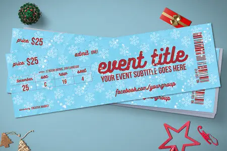 CreativeMarket - Magic Red Christmas Event Tickets
