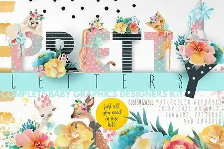 CreativeMarket - Pretty Letters - Baby Designers Kit