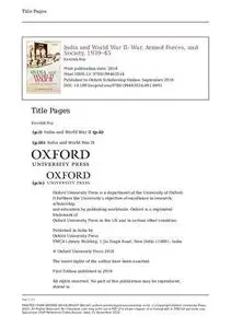 India and World War II: War, Armed Forces, and Society, 1939-45