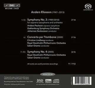 Sakari Oramo, Johannes Gustavsson - Anders Eliasson: Symphonies Nos 3 & 4; Trombone Concerto (2021)
