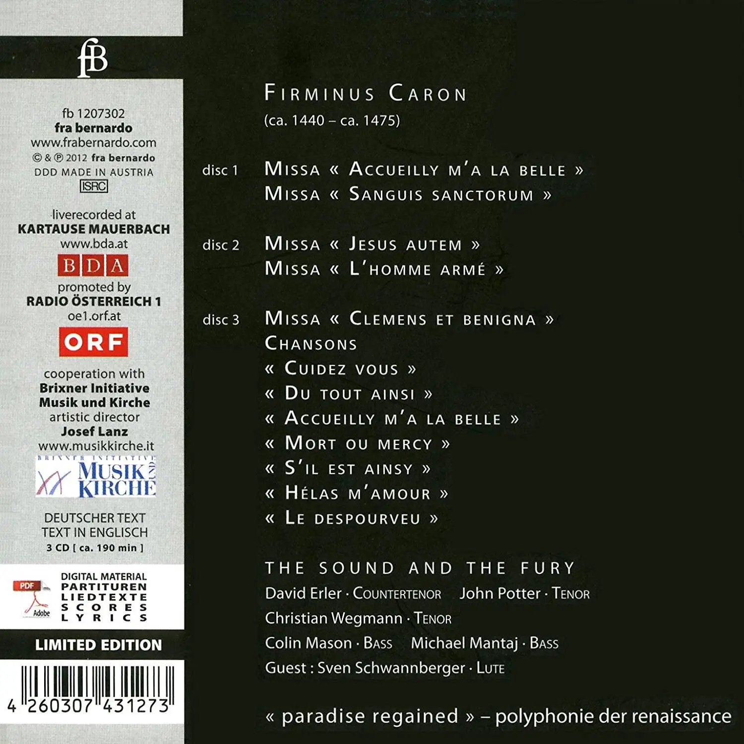 Firminus Caron (ca. 1440 – ca. 1475) - Masses & Chansons - The Sound ...