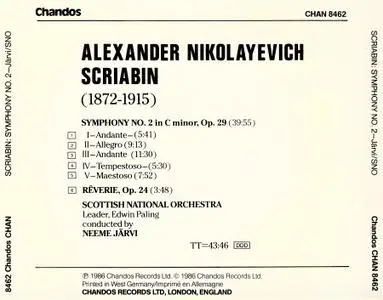 Neeme Järvi, Scottish National Orchestra - Alexander Scriabin: Symphony No. 2, Rêverie (1986)
