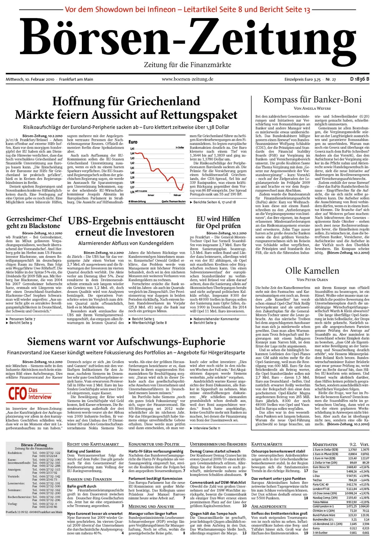 Boersenzeitung vom 10. Februar 2010