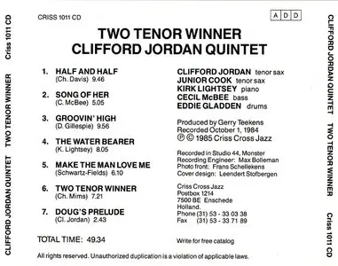 Clifford Jordan Quintet – Two Tenor Winner (1984) (Repost By Request)