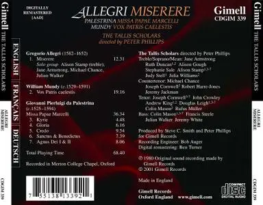 Peter Phillips, The Tallis Scholars - Allegri: Miserere; Palestrina: Missa Papae Marcelli (2001)