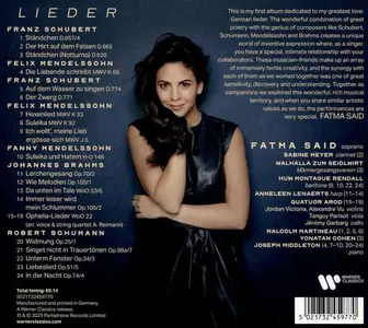 Fatma Said - Lieder: Schubert, Mendelssohn, Brahms, Schumann (2025)