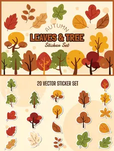 EE - Autumn Leaves and Tree Sticker Set 6RZPCLA