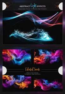 Colorful Abstract Light & Smoke Effects PSD Templates