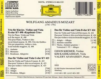 Gidon Kremer, Kim Kashkashian, Valery Afanassiev - Mozart: Kegelstatt-Trio; Duos für Violine und Viola (1985)