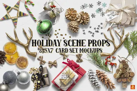 CreativeMarket - Holiday Props & 5X7 Card Set Mockups