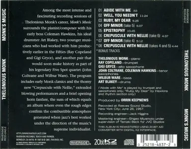 Thelonious Monk - Monk's Music (1957) {Prestige-Riverside 50th Anniversary 20-bit K2 Edition}